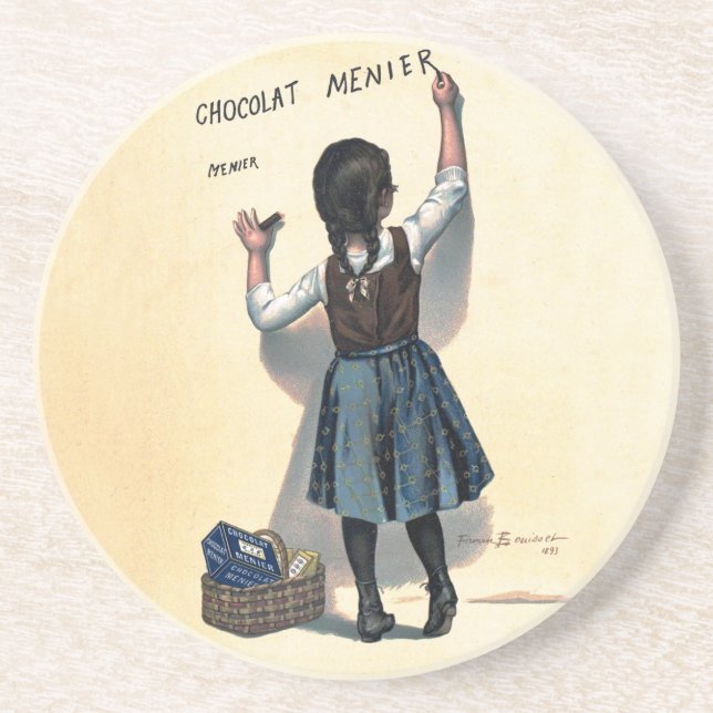 Vintage Chocolat Menier French Poster Bouisset Art Coaster (Front)
