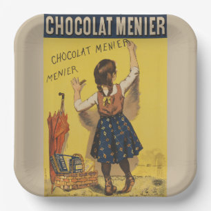 Vintage Chocolat Menier French Poster Bouisset Art Paper Plate