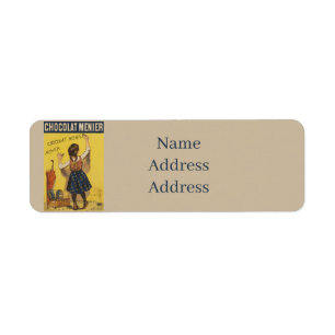 Vintage Chocolat Menier French Poster Bouisset Art Return Address Label