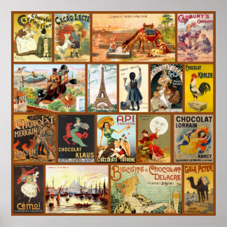 Vintage Chocolate Advertisements Poster