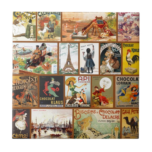 Vintage Chocolate Advertisements Tile (Front)
