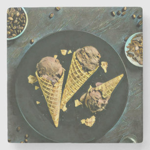 Vintage chocolate ice cream cones stone coaster