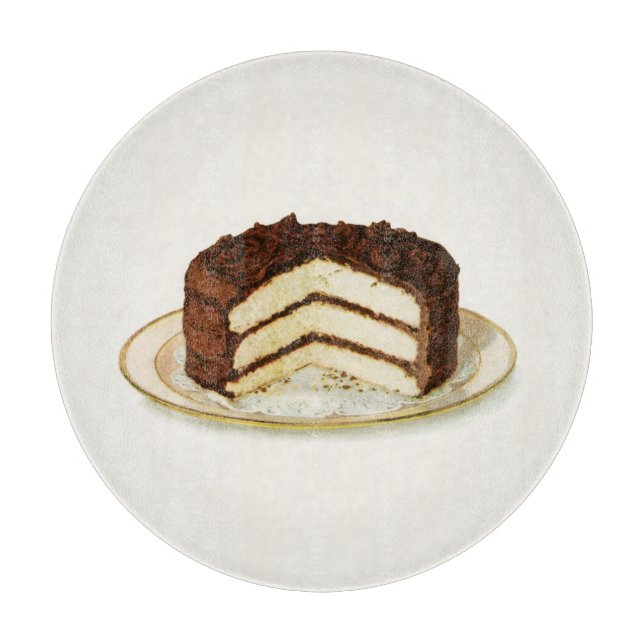 Vintage Chocolate Iced Layer Cake Cutting Board (Front)