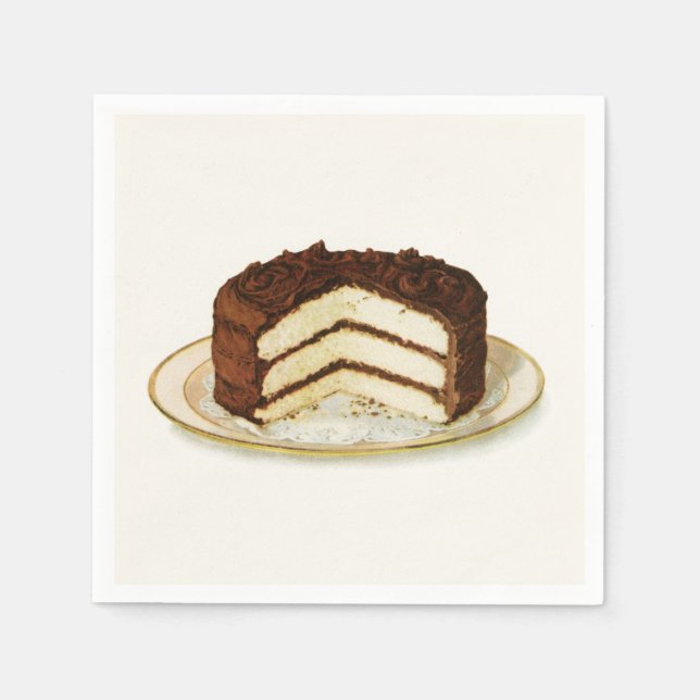 Vintage Chocolate Iced Layer Cake Napkin (Front)
