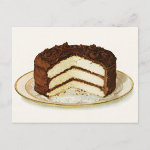 Vintage Chocolate Iced Layer Cake Postcard