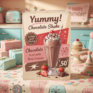 Vintage Chocolate Milkshake Happy Birthday Aunt Card