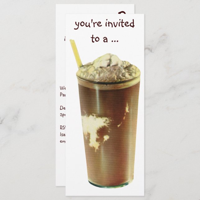Vintage Chocolate Shake Birthday Party Invitation (Front/Back)