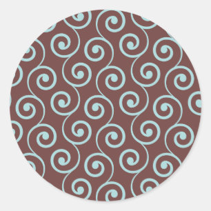 Vintage Chocolate Swirl in Aqua Classic Round Sticker