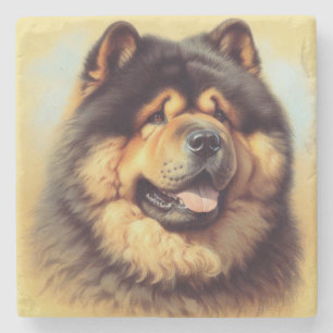 Vintage Chow-Chow Painting Stone Coaster