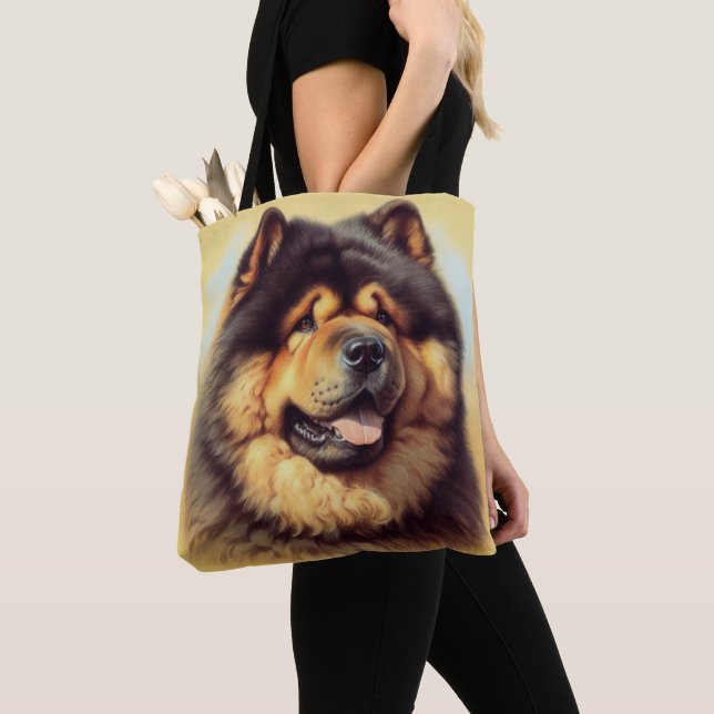 Vintage Chow-Chow Painting Tote Bag (Close Up)