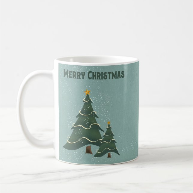 Vintage Chrismas Trees Coffee Mug (Left)