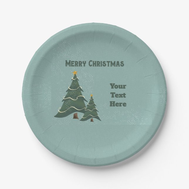 Vintage Chrismas Trees Paper Plate (Front)