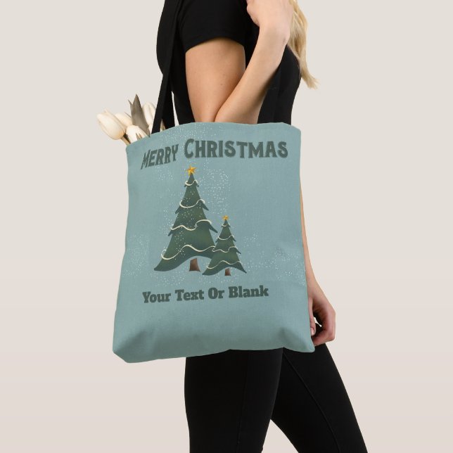 Vintage Chrismas Trees Tote Bag (Close Up)