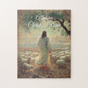 Vintage Christ is Risen Easter Christian Religious Jigsaw Puzzle