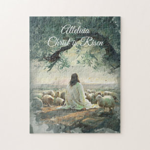 Vintage Christ is Risen Easter Christian Religious Jigsaw Puzzle