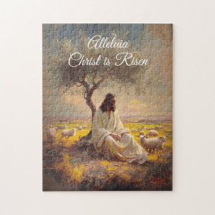 Vintage Christ is Risen Easter Christian Religious Jigsaw Puzzle