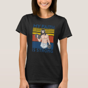 Vintage Christian Athlete Workout Gym Faith Is Str T-Shirt
