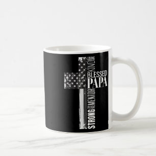 Vintage Christian Blessed Papa American Flag Fathe Coffee Mug