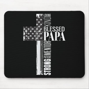 Vintage Christian Blessed Papa American Flag Fathe Mouse Pad