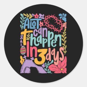Vintage Christian Easter Day Retro A Lot Can Happe Classic Round Sticker