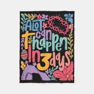 Vintage Christian Easter Day Retro A Lot Can Happe Fleece Blanket