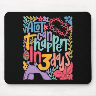 Vintage Christian Easter Day Retro A Lot Can Happe Mouse Pad