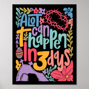 Vintage Christian Easter Day Retro A Lot Can Happe Poster