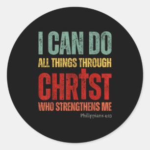 Vintage Christian I Can Do All Things Through Chri Classic Round Sticker