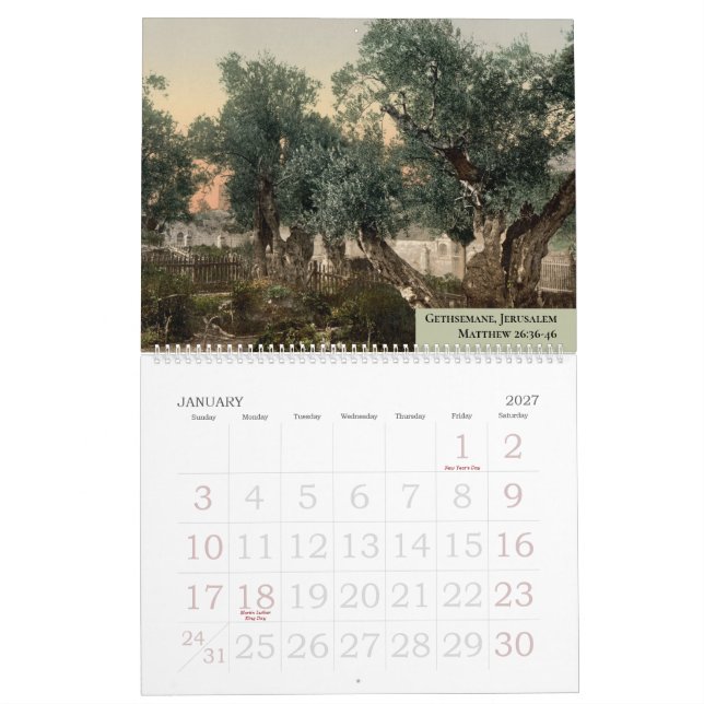 Vintage Christian Travel Photo Holy Land Calendar (Jan 2027)