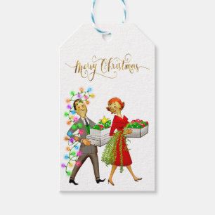 Vintage Christmas 1950's Couple Merry Christmas Gift Tags