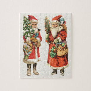 Vintage Christmas, 2 Santa Claus Die Cut Images Jigsaw Puzzle