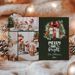 Vintage Christmas 3 Photos Family Celebration Holiday Card