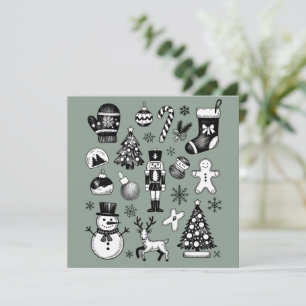 Vintage Christmas 90s Collage Retro Xmas Holiday Card