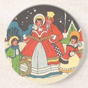Vintage Christmas, a Family Singing Music Carols Coaster