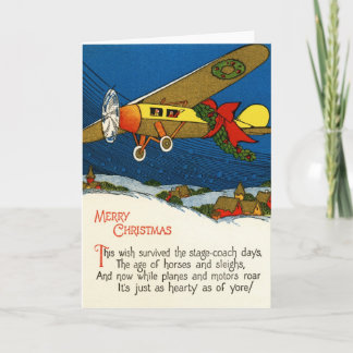 Vintage Christmas Airplane Holiday Card