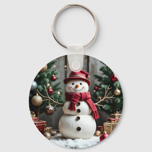 Vintage Christmas - Aluminium Round Keychain (Front)