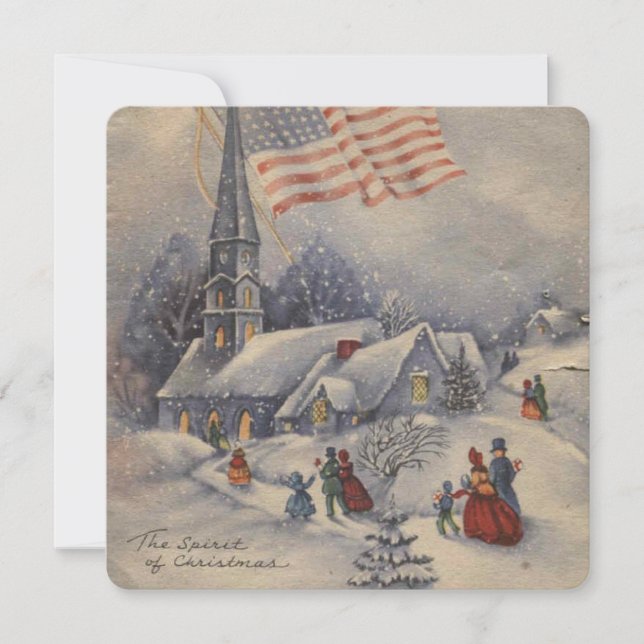 Vintage Christmas American Church Holiday Card (Front)