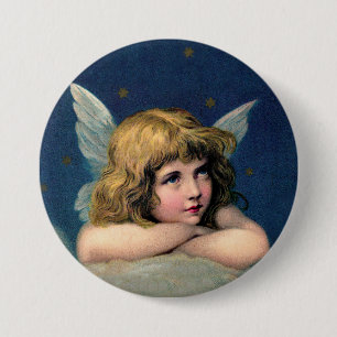 Vintage Christmas Angel 7.5 Cm Round Badge
