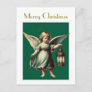 Vintage Christmas Angel and Lantern Postcard