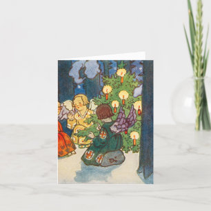 Vintage Christmas angel art Holiday card