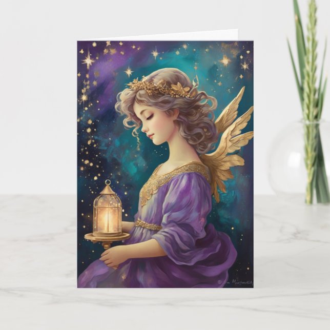 Vintage Christmas Angel Custom Message Card (Front)