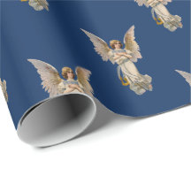 Vintage Christmas Angel Dark Blue Holiday