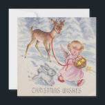 Vintage Christmas Angel Deer and Bunny Holiday Card<br><div class="desc">Vintage Christmas Angel Deer and Bunny Holiday Card.</div>