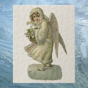 Vintage Christmas Angel Flowers, Victorian Die Cut Jigsaw Puzzle