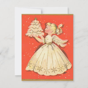 Vintage Christmas Angel Girl Holiday Card