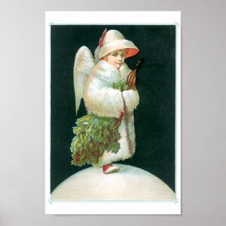 Vintage Christmas Angel Girl Poster