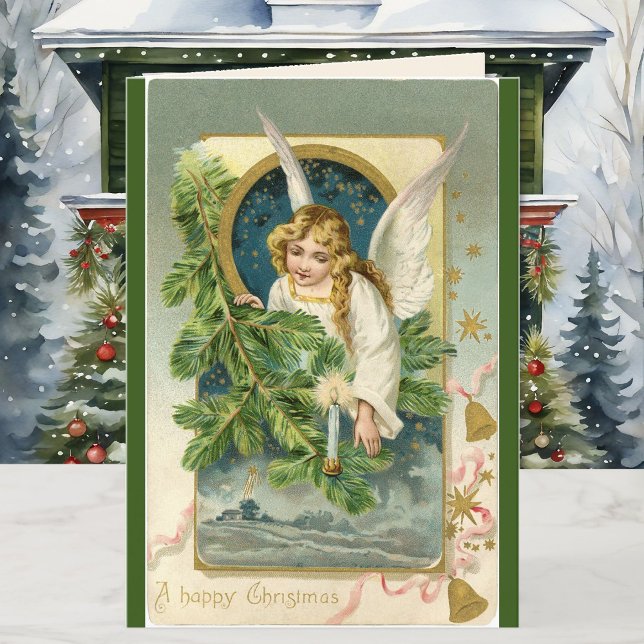 Vintage Christmas Angel Greeting Card Text Message (Creator Uploaded)