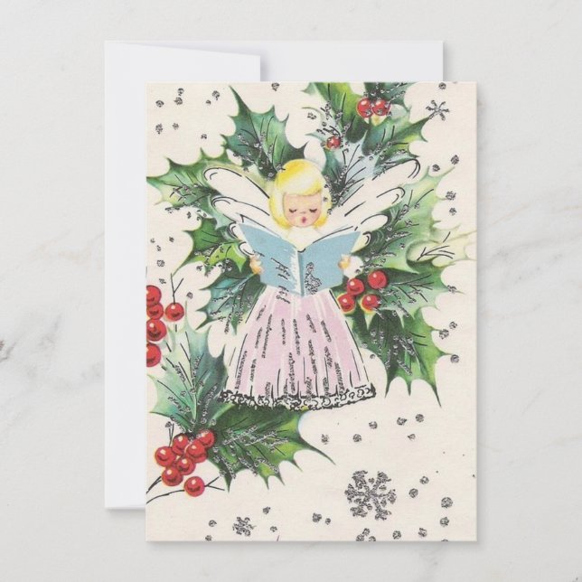 Vintage Christmas Angel Holiday Card (Front)