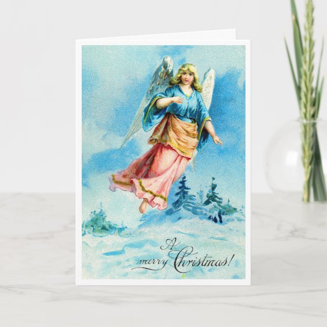 Vintage Christmas Angel Holiday Card (Front)