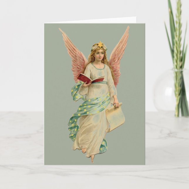 Vintage Christmas Angel Holiday Card (Front)